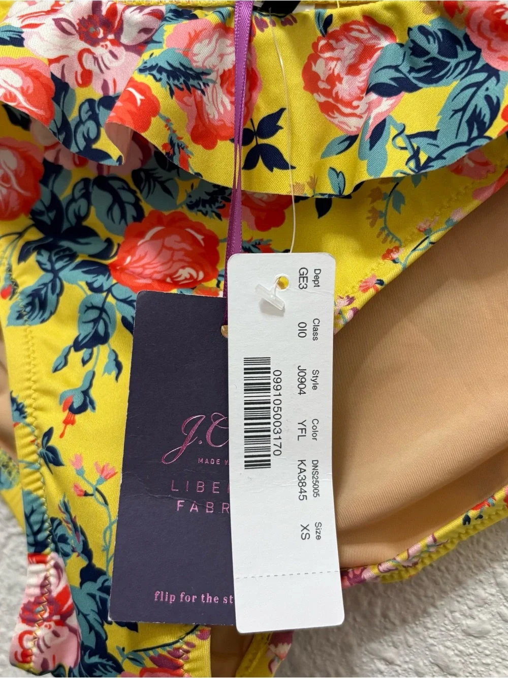 J. Crew J0904 Liberty Magical Bouquet Ruffled Swimsuit Bikini Bottom NWT XS